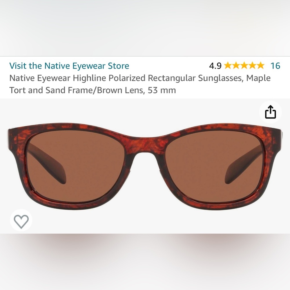 NWT Native Highline Sunglasses Frame color: Maple Tortoise, Lense Color: Brown